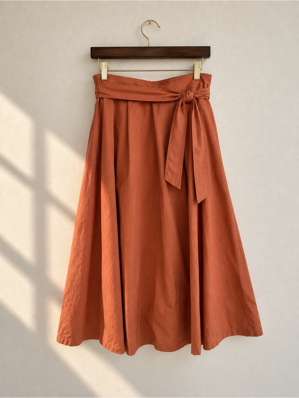 Ann Taylor Rust Midi Skirt with Waist Tie - Picture 3 of 6